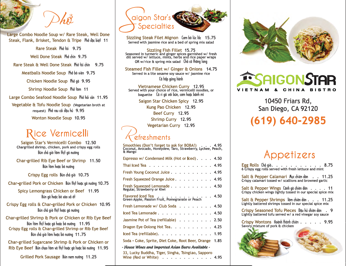 Saigon Star Restaurant Menu - Image 2