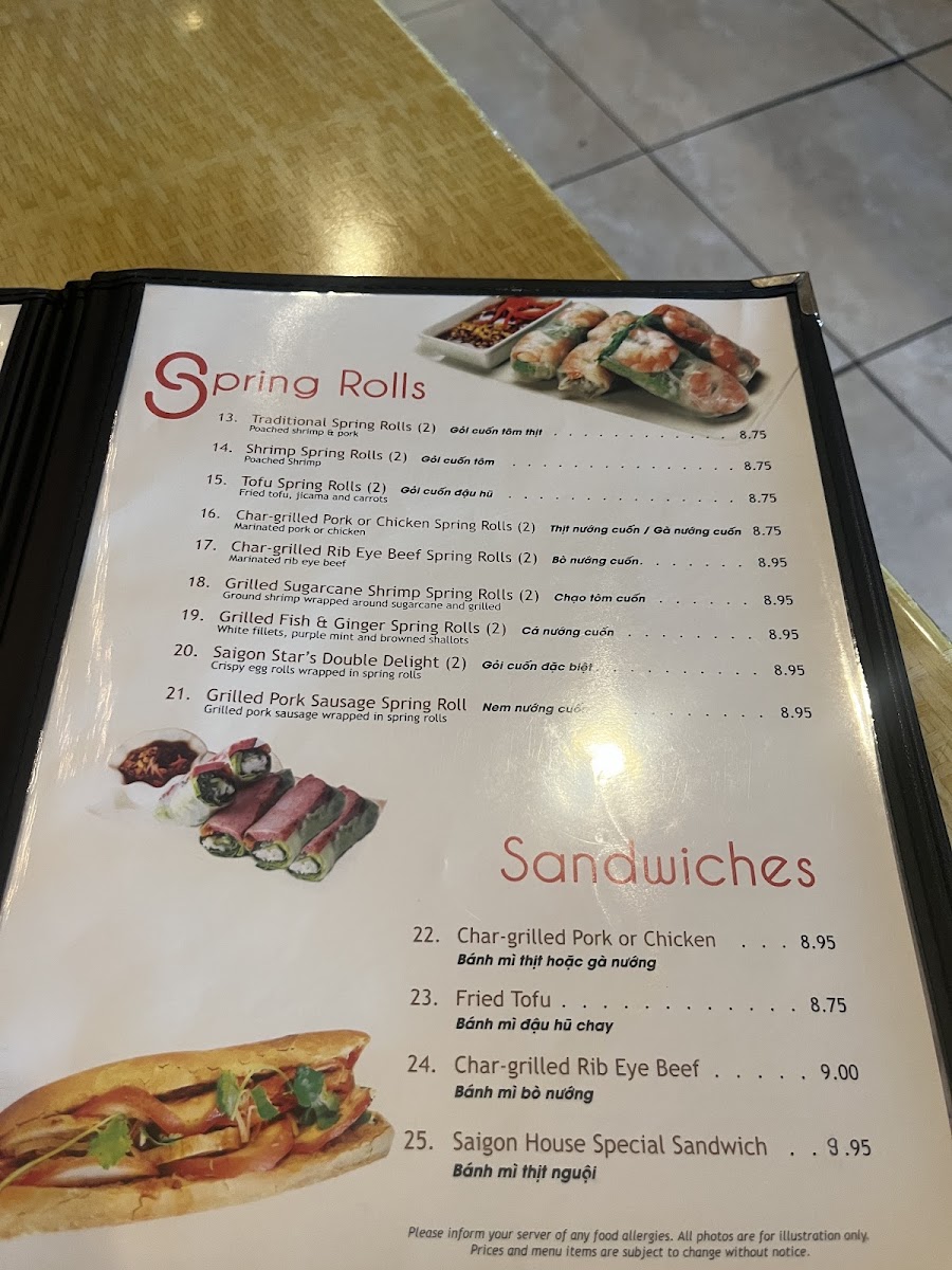 Saigon Star Restaurant Menu - Image 3